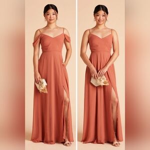 NWT Birdy Grey Dress Devin Convertible Slit Chiffon Terracotta w Pockets Large